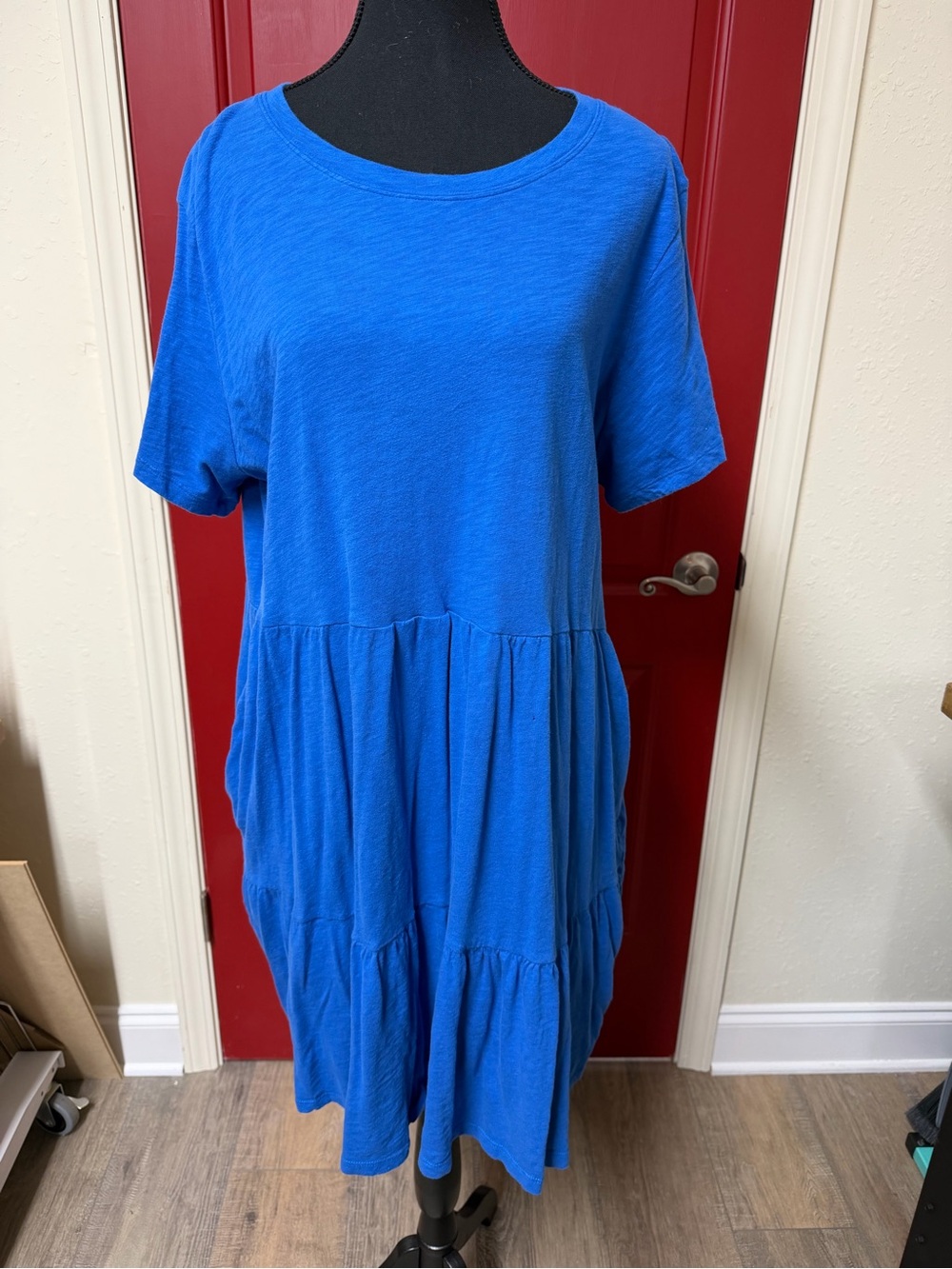 Gap Short-Sleeve Dress in Bright Blue XL